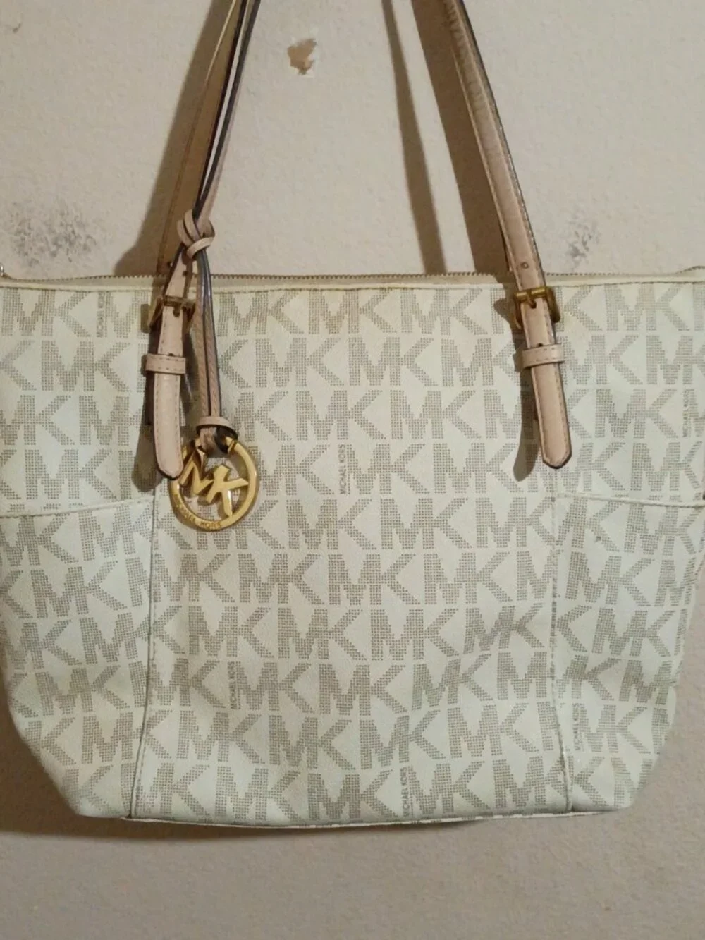 Michael Kors Jet Set Travel Top Zip Signature Monogram Tote Handbag Women's